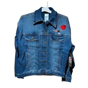 NFL Apparel XS New England Patriots Juniors Denim Jean Jacket embroidered NWT